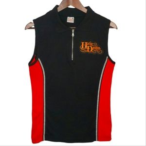 Vance Biker Wear Sleeveless Polo Zip Front